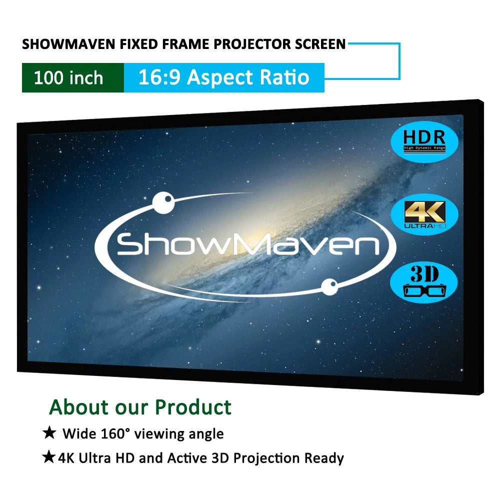 120in Fixed Frame 16:9 4K Projector Screen P73831