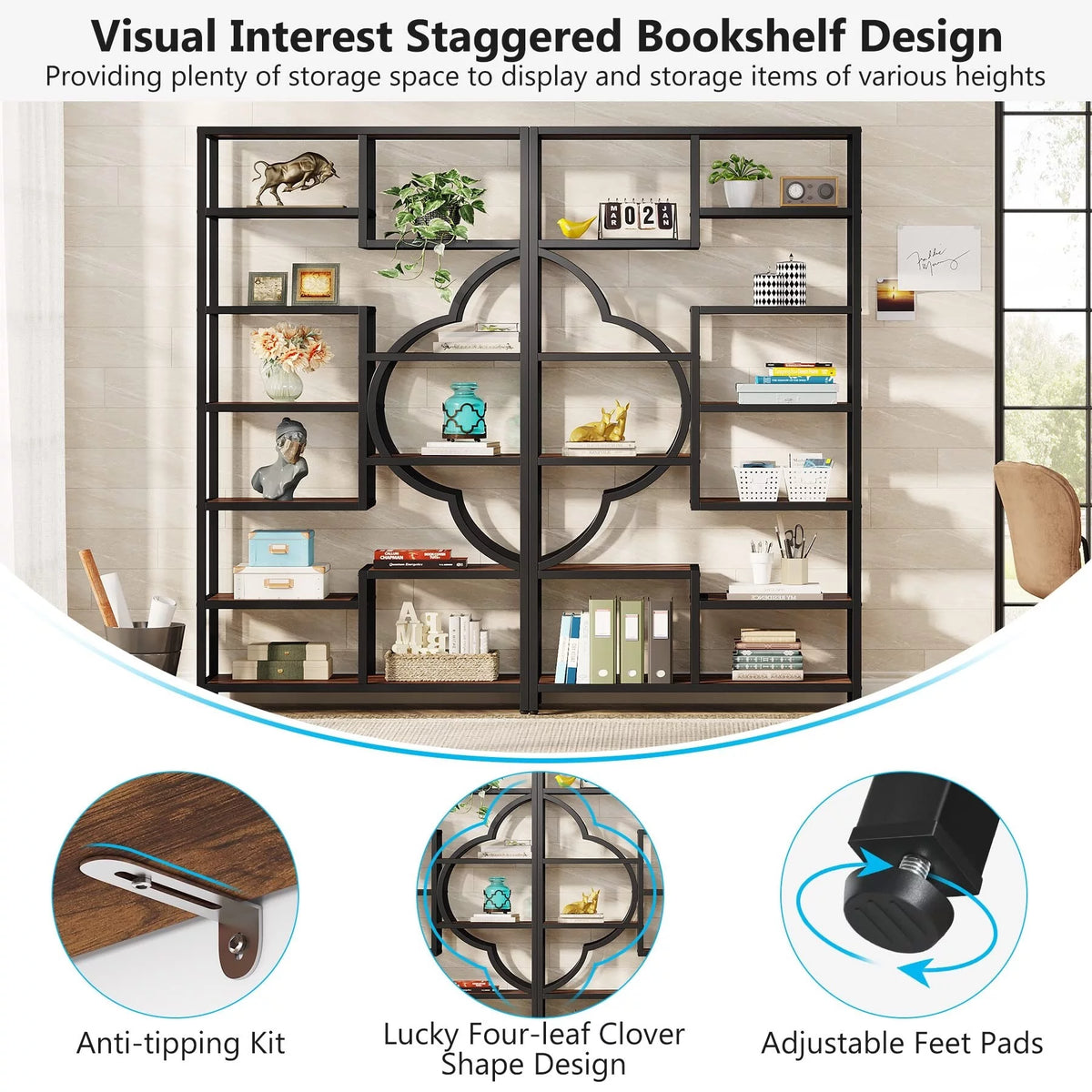 11-Shelves Tall Bookshelf 2PCS O803
