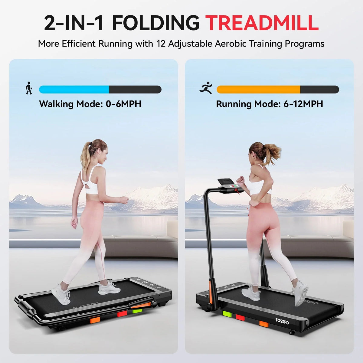 2 in 1 Folding Treadmill Walking Pad W27082