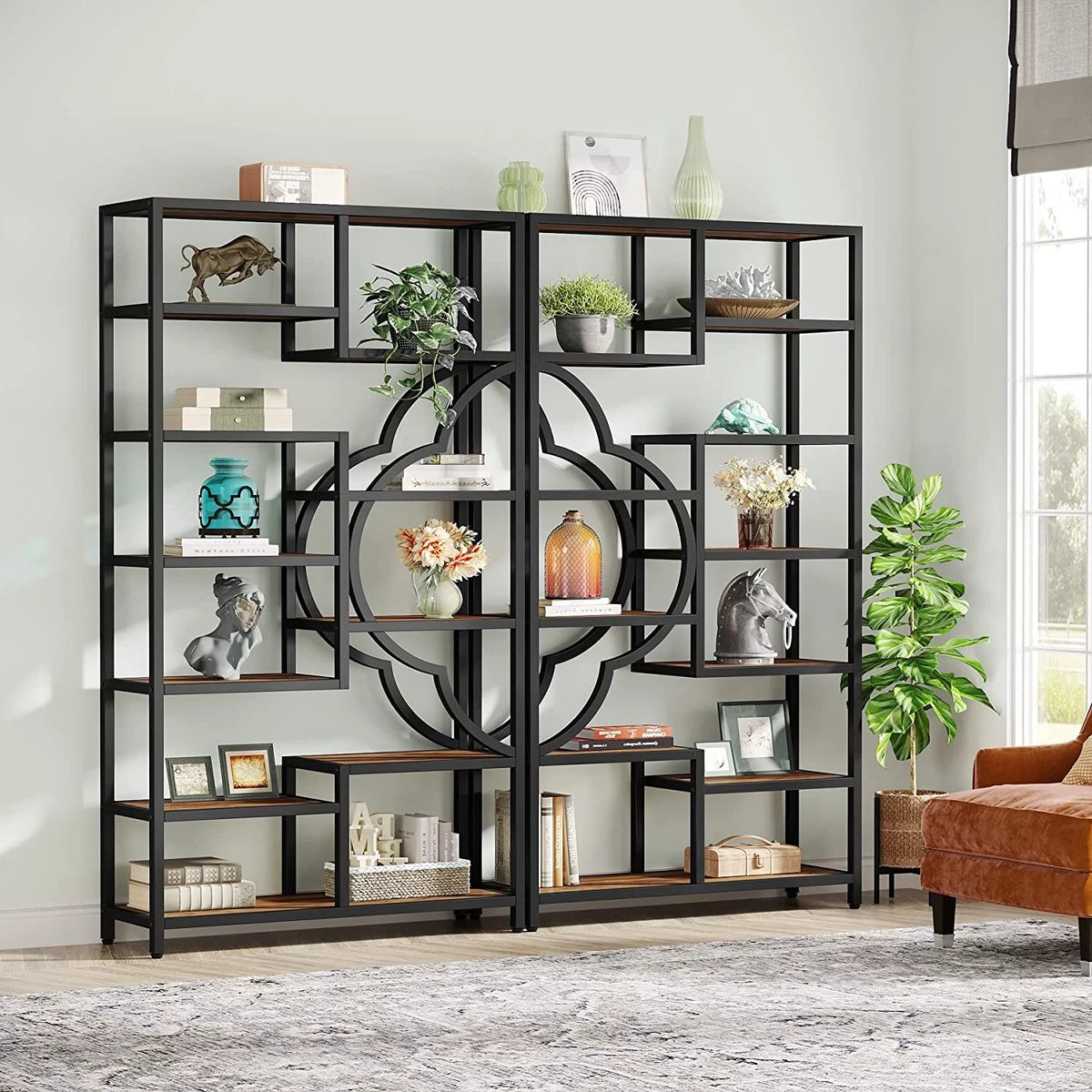 11-Shelves Tall Bookshelf 2PCS O803