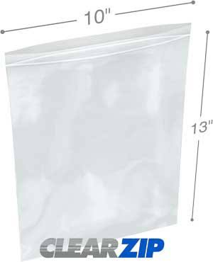 10 x 13 in. Clear Zip Lock Bags - Case of 500 J250