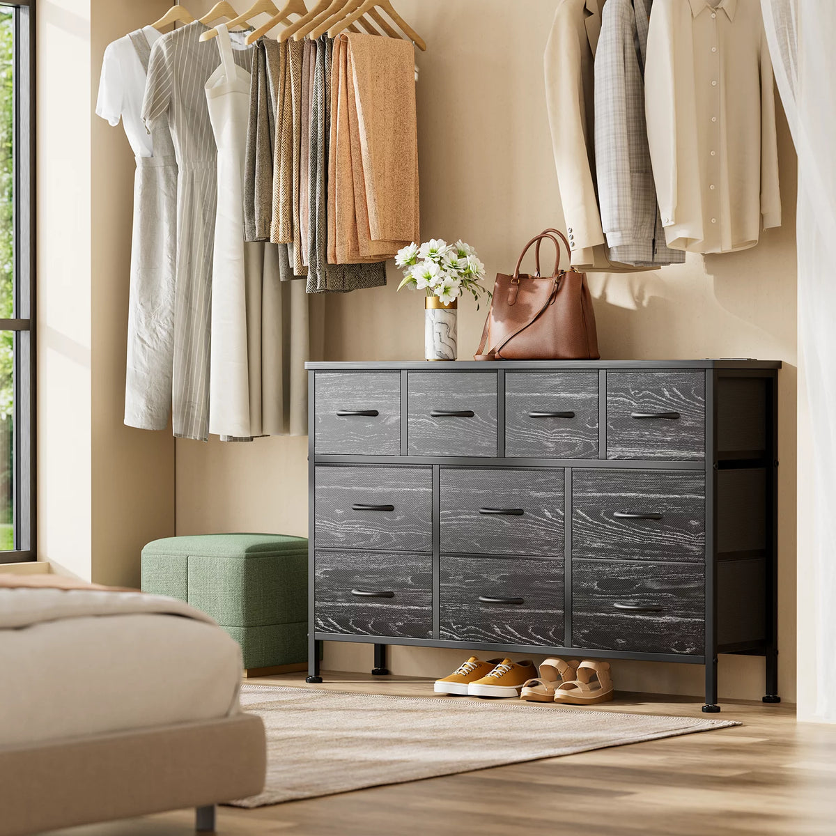 10 Drawer Dresser TV Stand with Power Outlet O5587