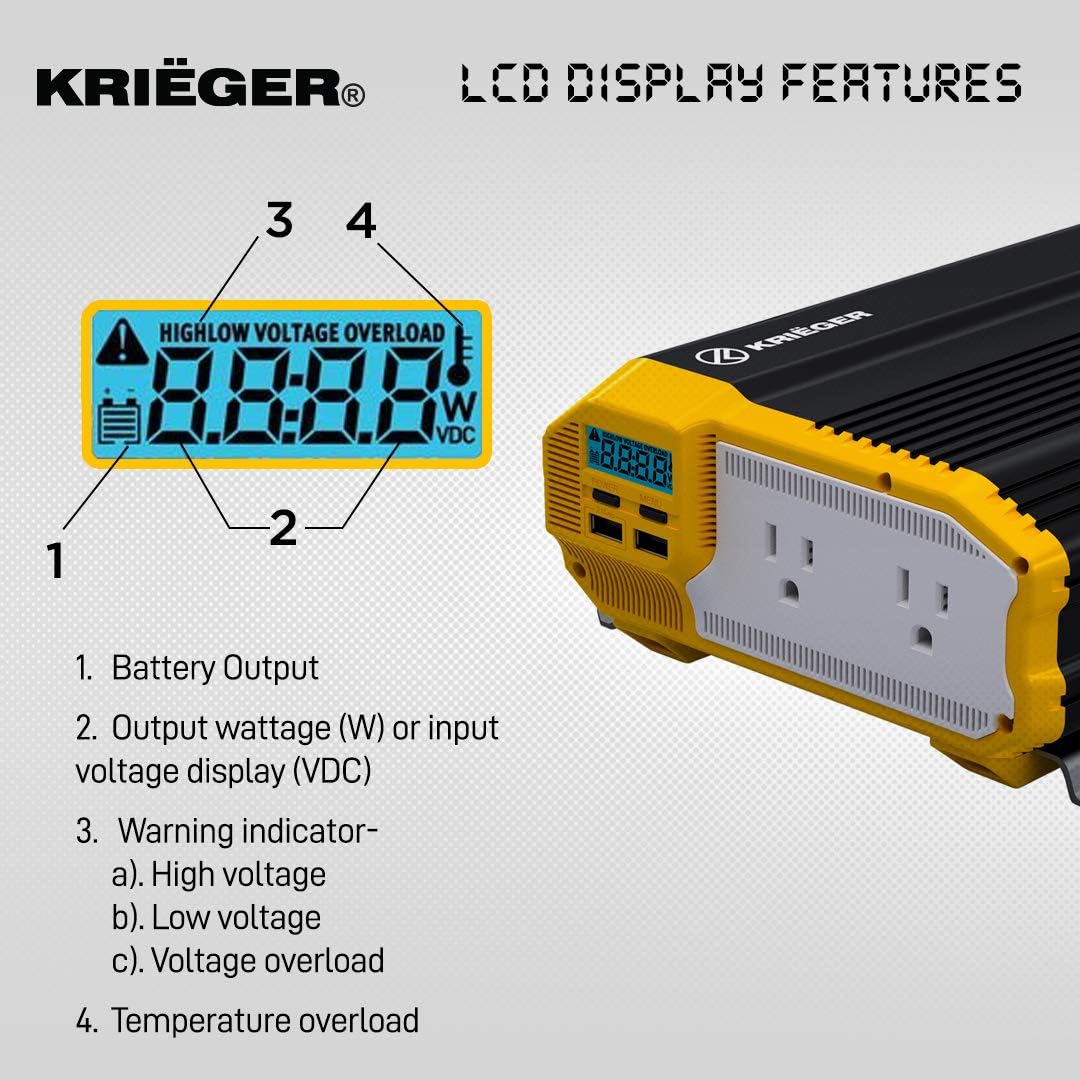 2000 Watts 12V to 110V Modified Sine Wave Power Inverter X11549