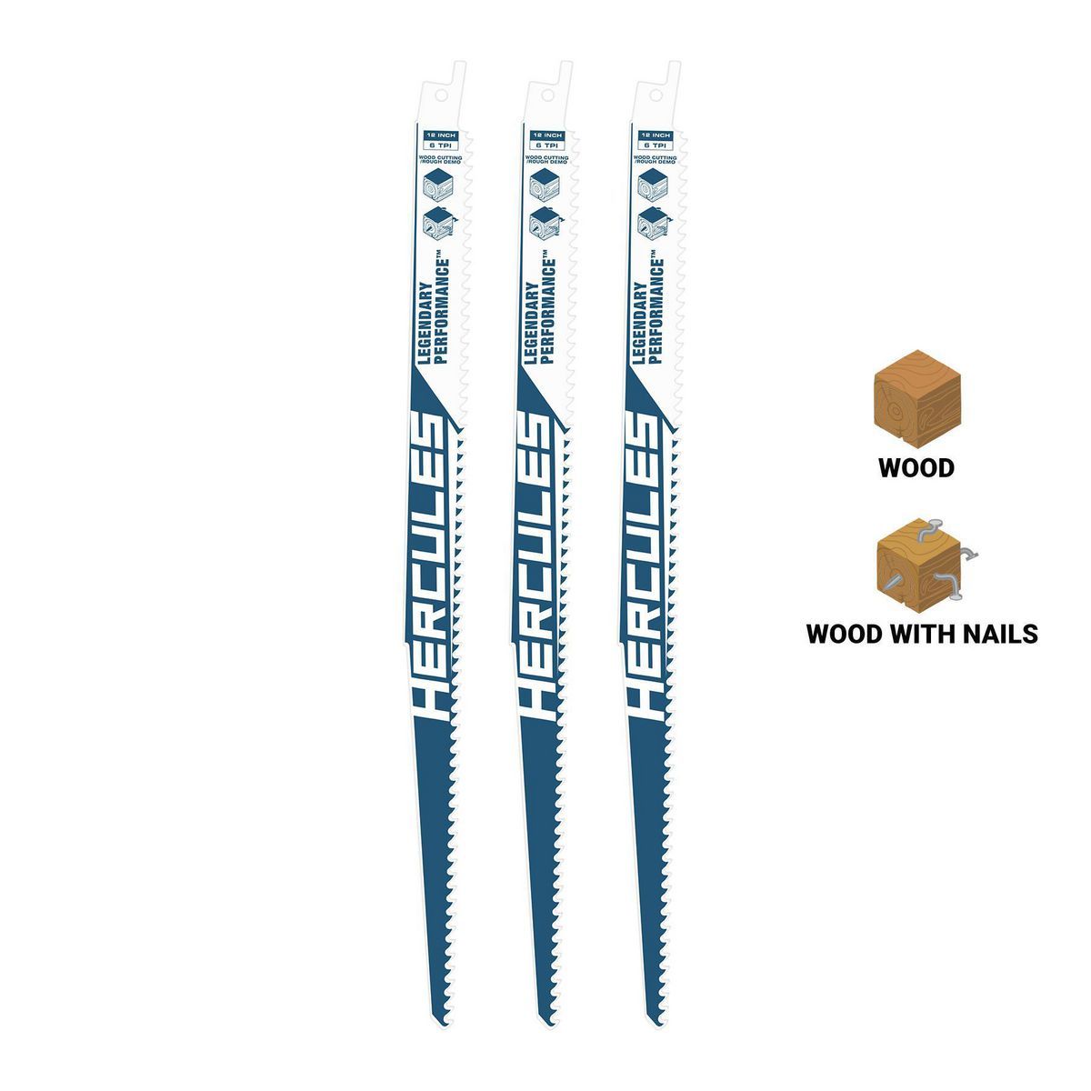 12 in. 6 TPI Wood-Cutting Reciprocating Saw Blades, 3-Pack D9393