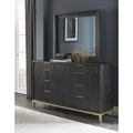 Black 8 Drawer Solid Wood Dresser W986392
