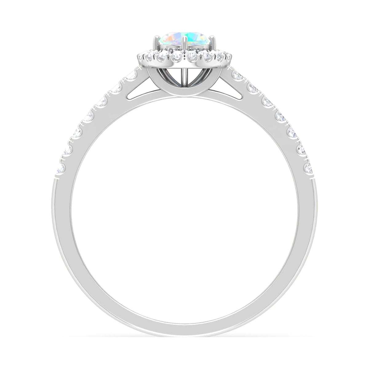 1/2 CT Ethiopian Opal and Diamond Halo Engagement Ring, 925 Sterling Silver D81141