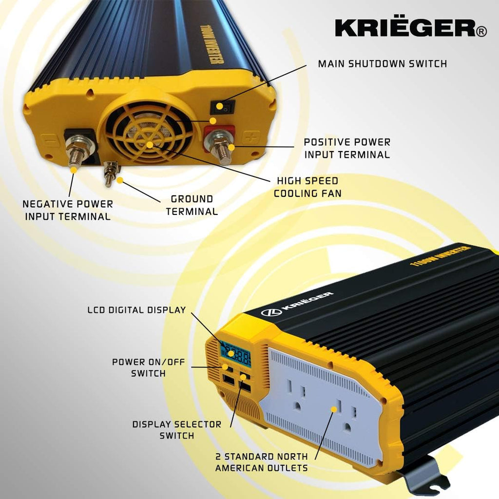 2000 Watts 12V to 110V Modified Sine Wave Power Inverter X11549