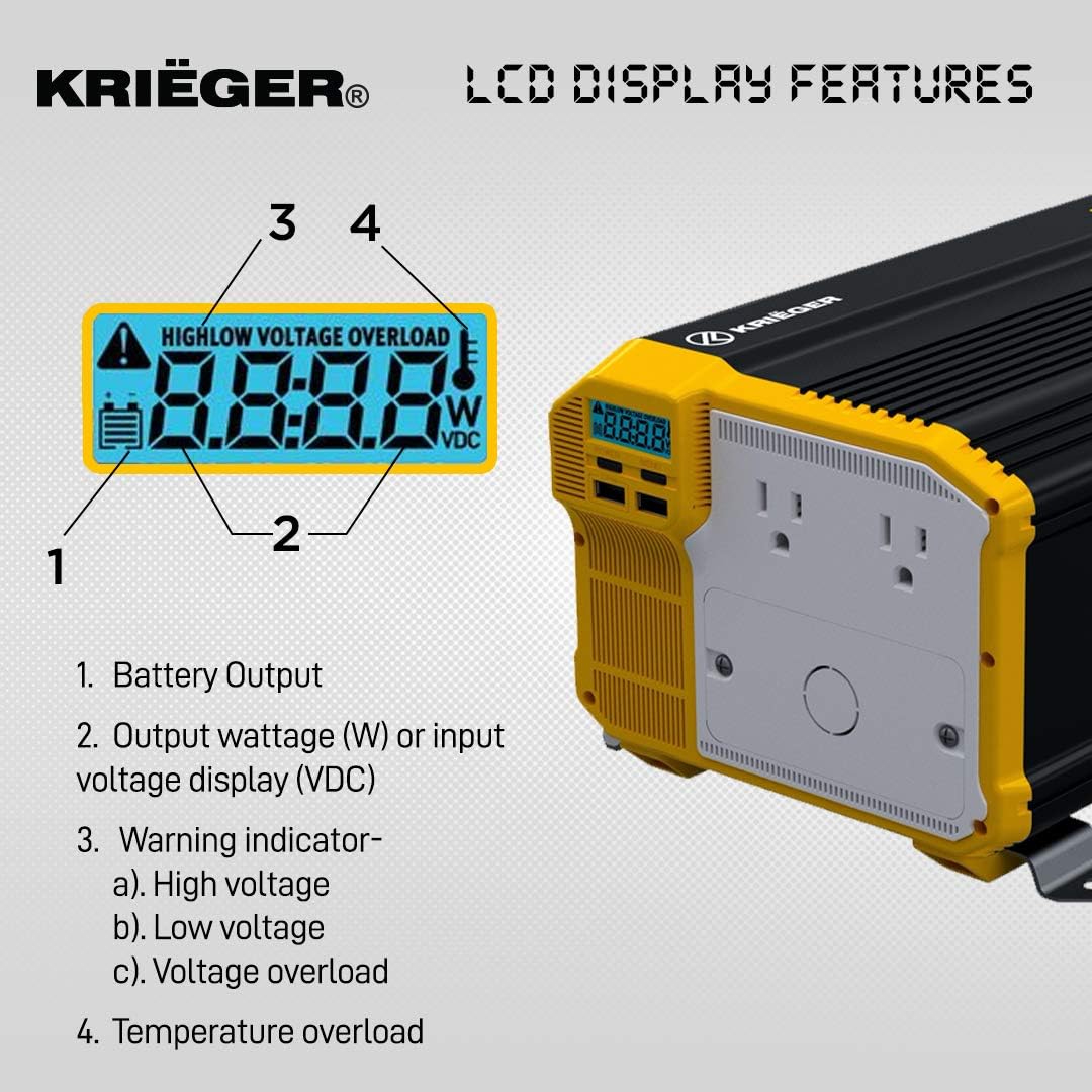 2000 Watts 12V to 110V Modified Sine Wave Power Inverter X11549