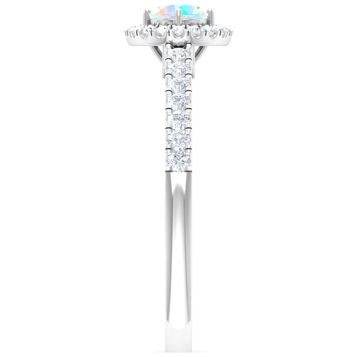 1/2 CT Ethiopian Opal and Diamond Halo Engagement Ring, 925 Sterling Silver D81141