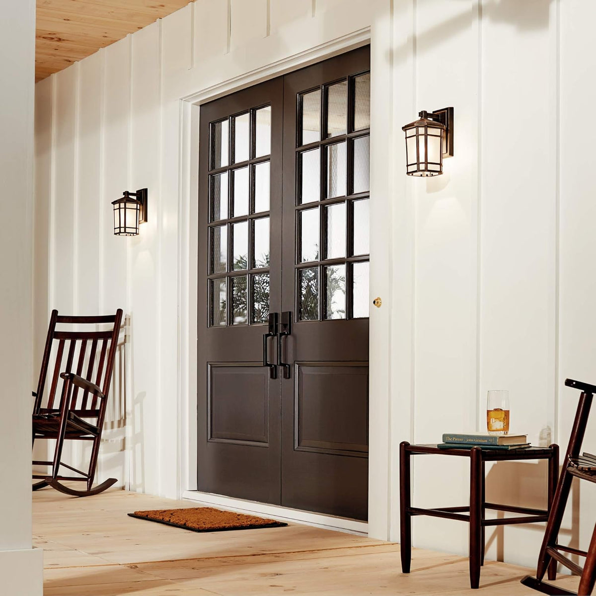 10.75 1 Light Outdoor Wall Light with Etched Linen Glass Y706852