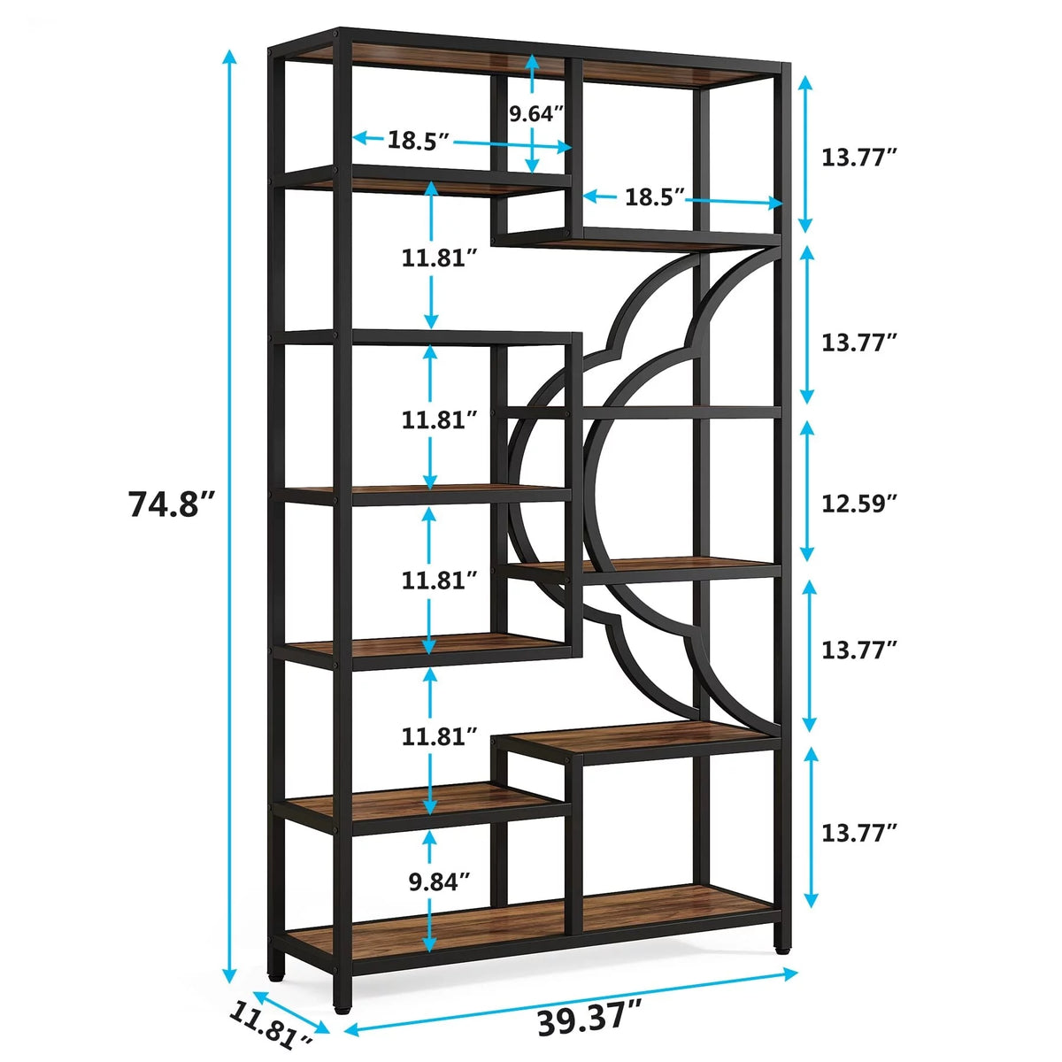 11-Shelves Tall Bookshelf 2PCS O803